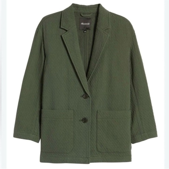 Madewell Jackets & Blazers - Madewell Shaw Olive Green Diamond Jacquard Blazer Womens Small